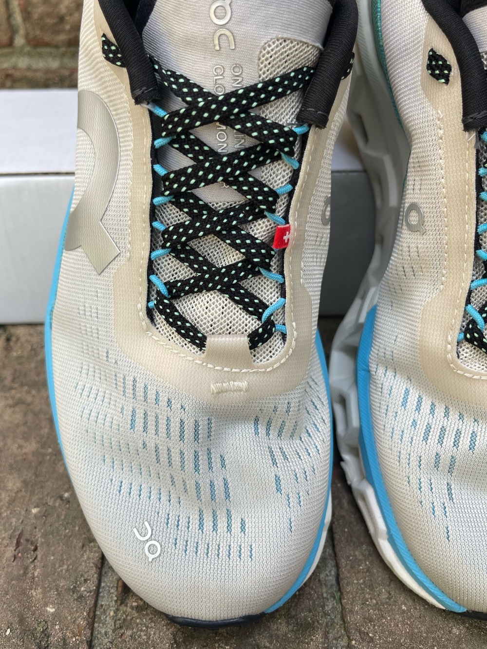 On Cloudmonster 2 Women’s 7.5 White Blue Aqua CloudTec Running Shoes - Picture 5 of 12